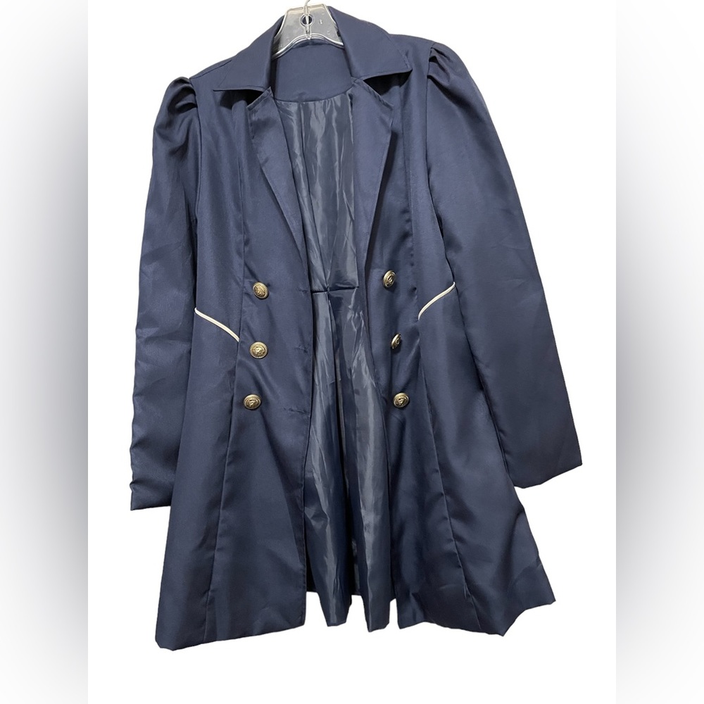 Brand new Dark Blue Double-Breasted Long Coat